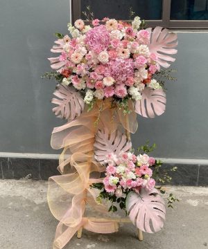 Kệ Hoa Khai Trương Tone Hồng