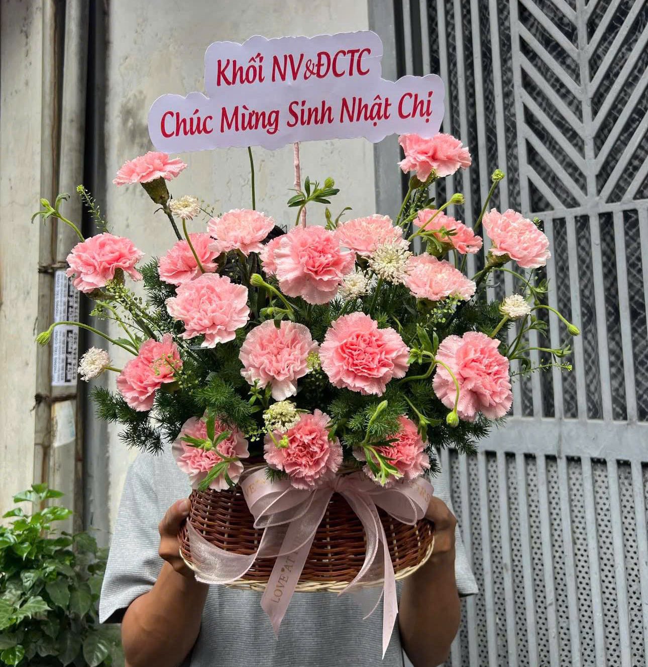 giỏ hoa cẩm chướng