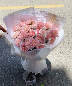 Bó Hoa Cẩm Chướng Hồng Giọt Sương Ngọt Ngào
