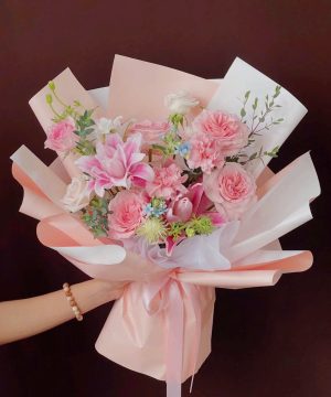 Bó Hoa Ly Kép Mix Cẩm Chướng